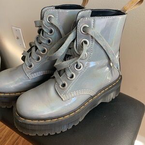 Dr. Martens Holographic Silver Platform Boots